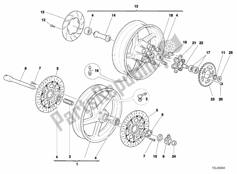 Toutes les pièces pour le Roues du Ducati Sport ST4 S 996 2001